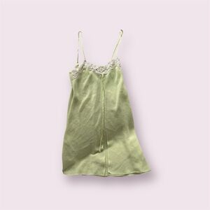 Lace Trim Satin Slip Dress